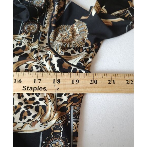 Shift Dress Baroque Leopard Print Long Sleeve Party Cocktail Dress - Picture 6 of 7